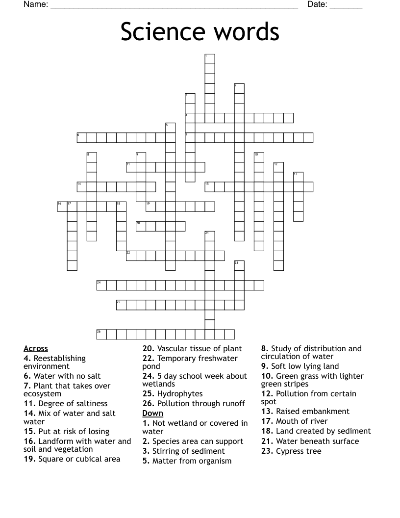 Science words Crossword WordMint