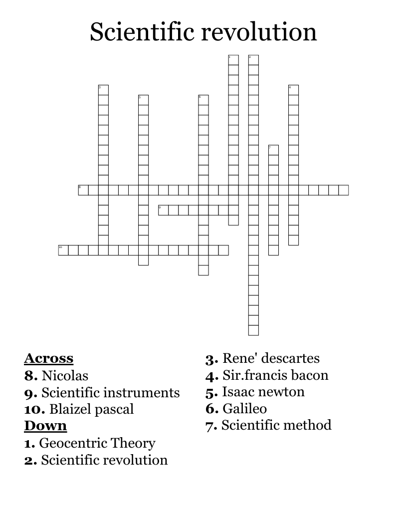Scientific revolution Crossword WordMint
