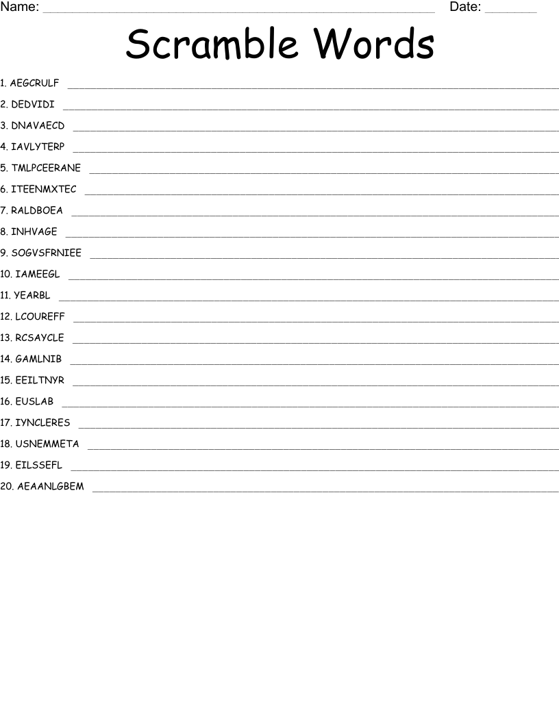 Scramble Words WordMint