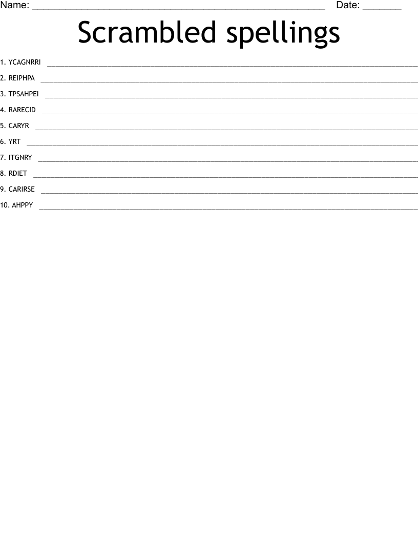 Scrambled spellings - WordMint