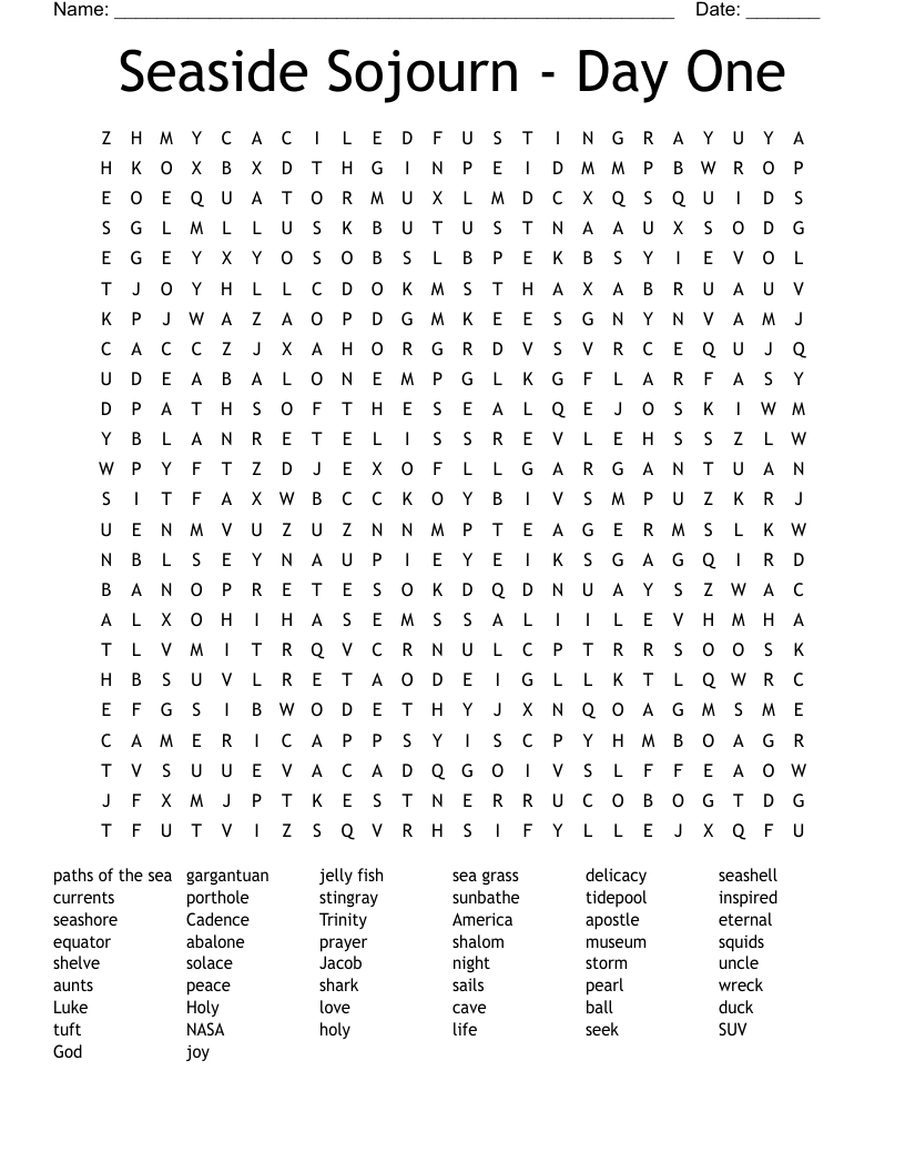 Seaside Sojourn Day One Crossword WordMint