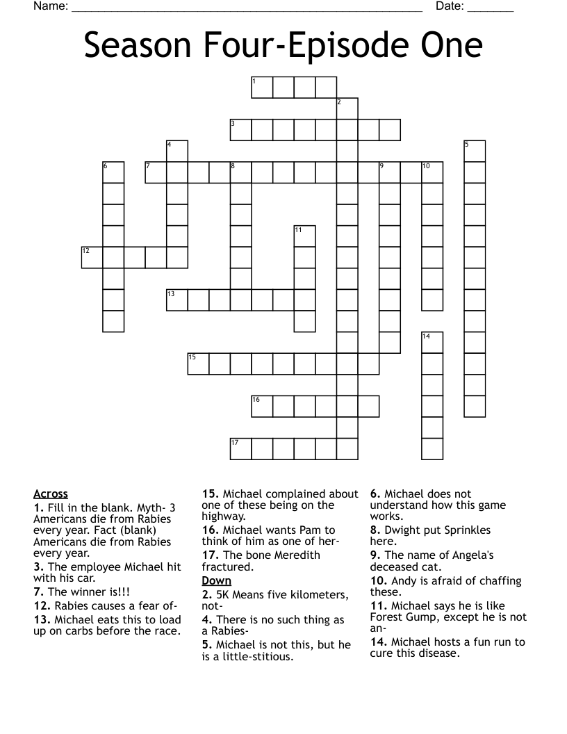 Season FourEpisode One Crossword WordMint