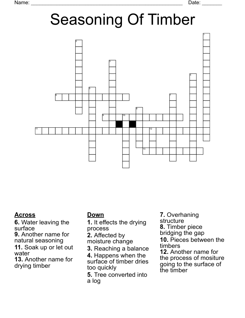 Seasoning Of Timber Crossword WordMint
