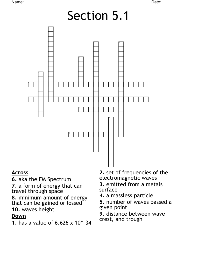 Section 5.1 Crossword WordMint