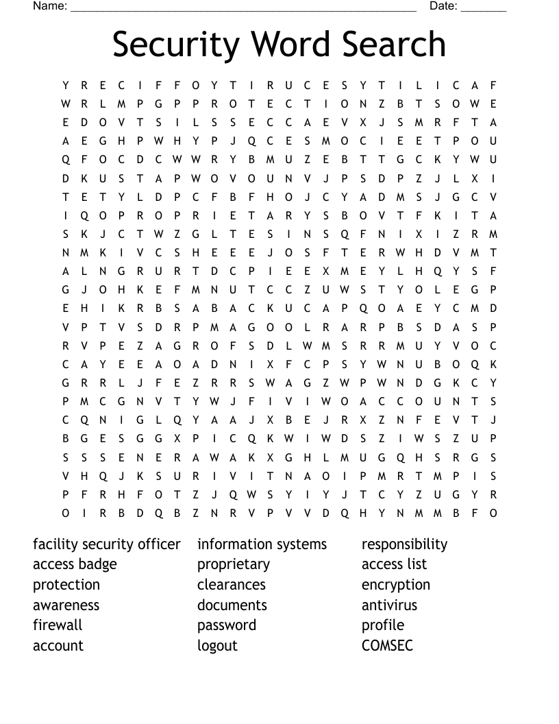 Security Word Search WordMint