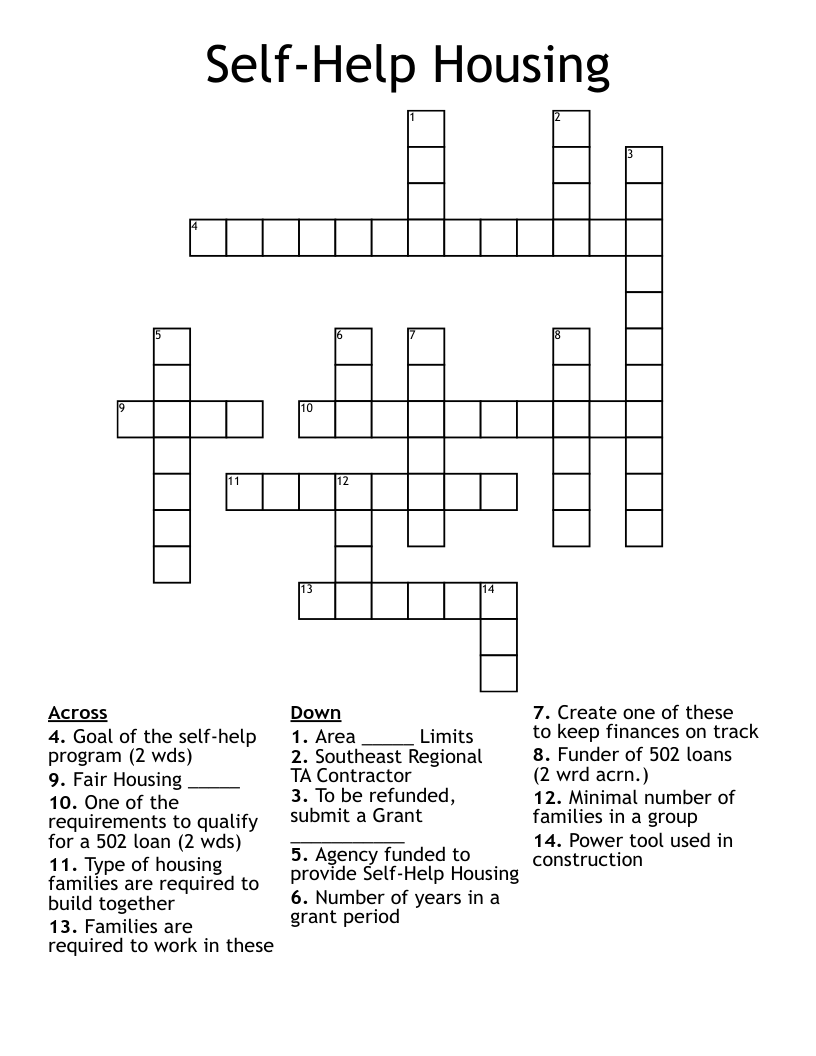 SelfHelp Housing Crossword WordMint