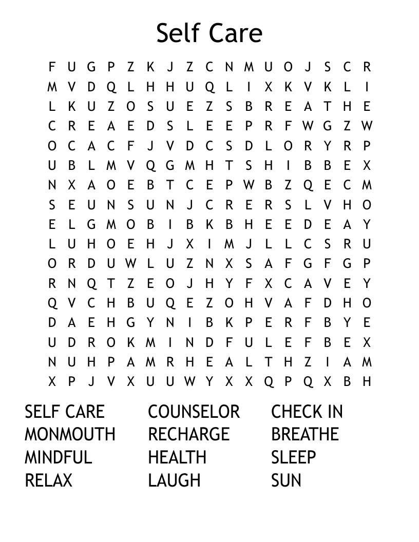 Self Care Word Search WordMint