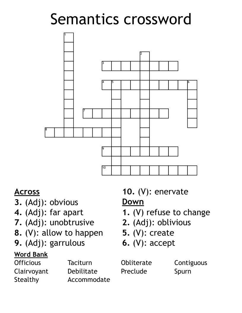 Semantics crossword WordMint