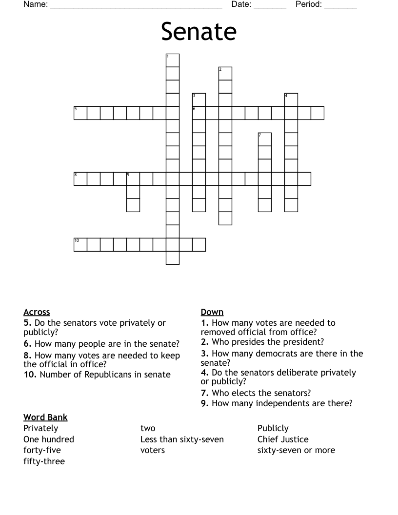 Senate Crossword WordMint
