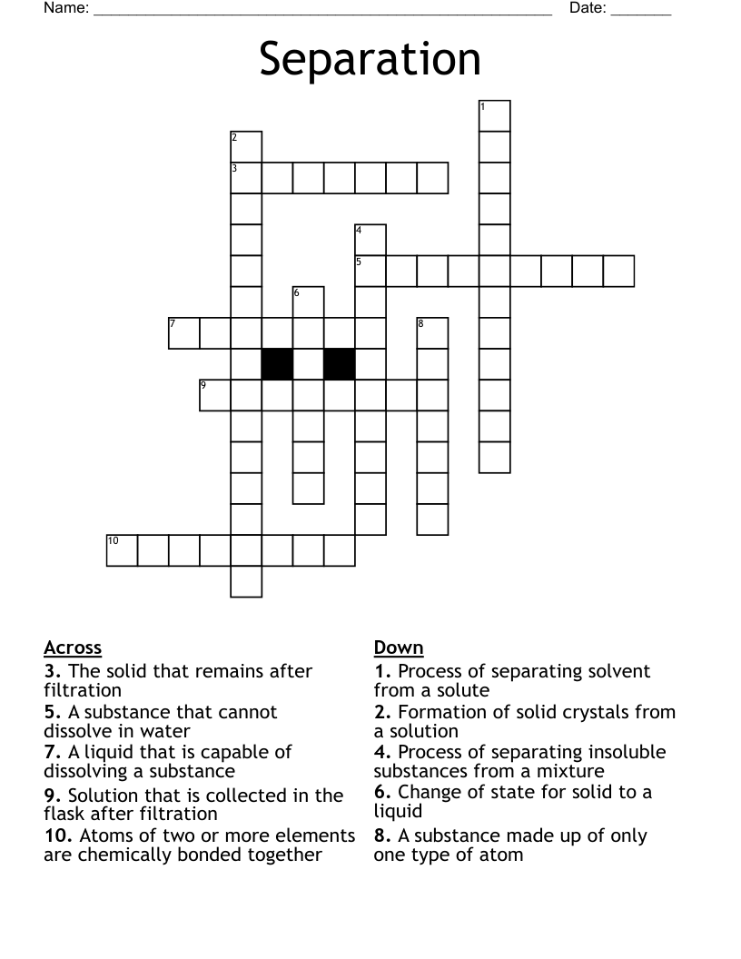 Separation Crossword WordMint