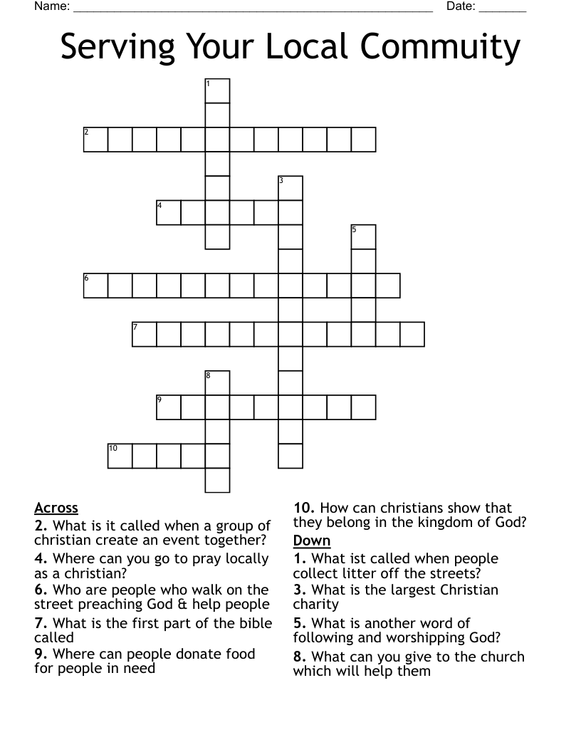 Serving Your Local Commuity Crossword WordMint