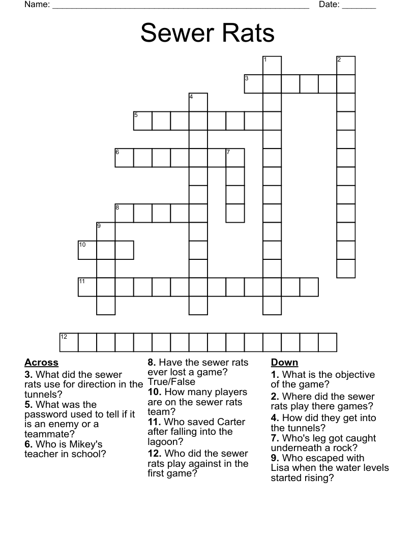 Sewer Rats Crossword WordMint