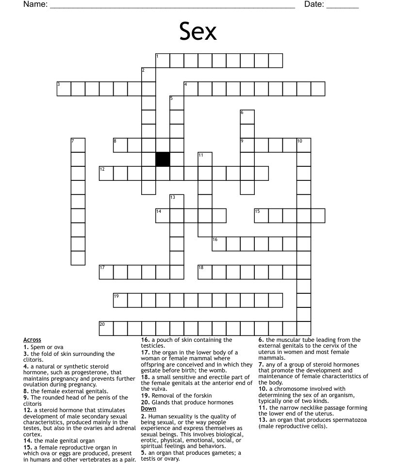 Sex Crossword WordMint