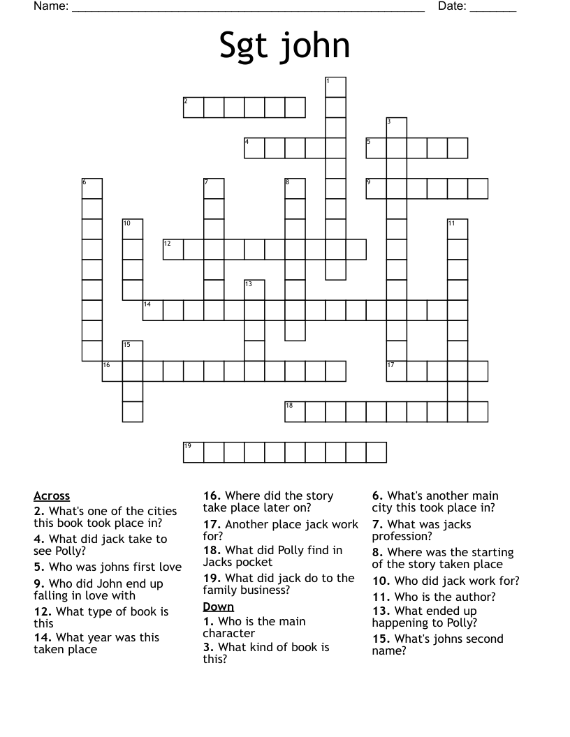 Sgt john Crossword WordMint