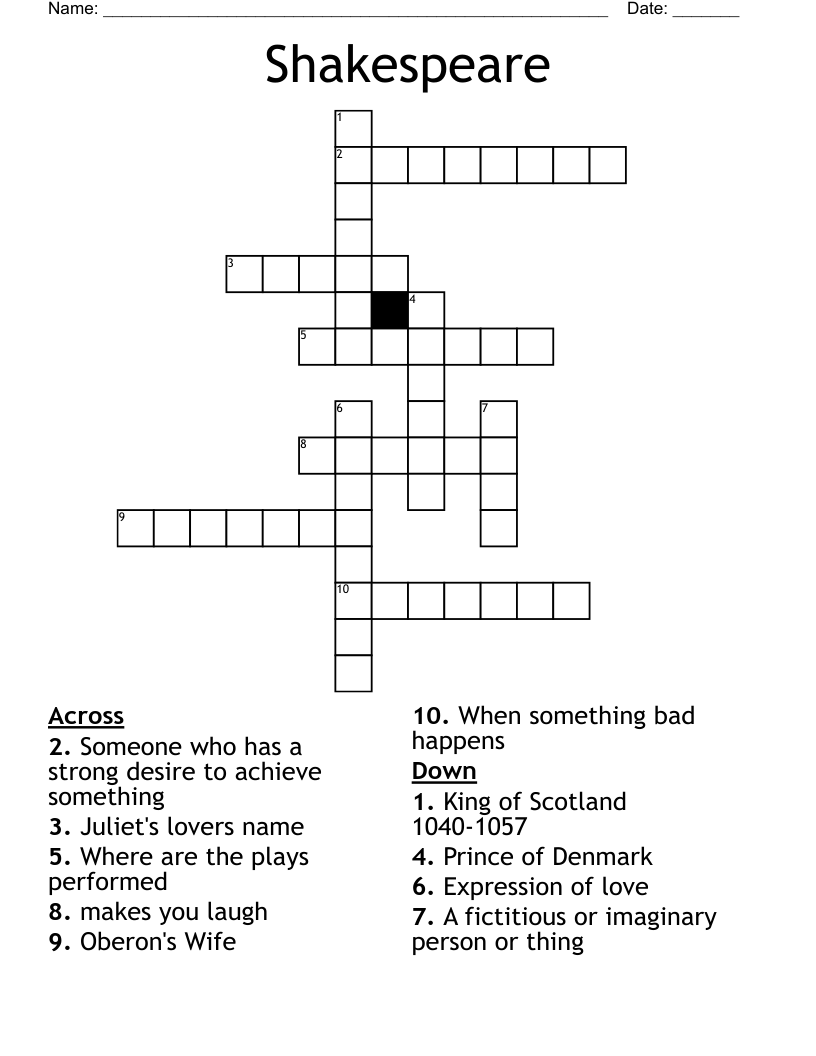Shakespeare Crossword WordMint
