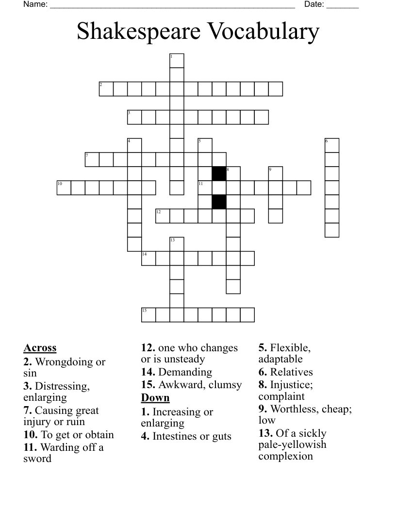 Lesson 2 vocab Crossword WordMint