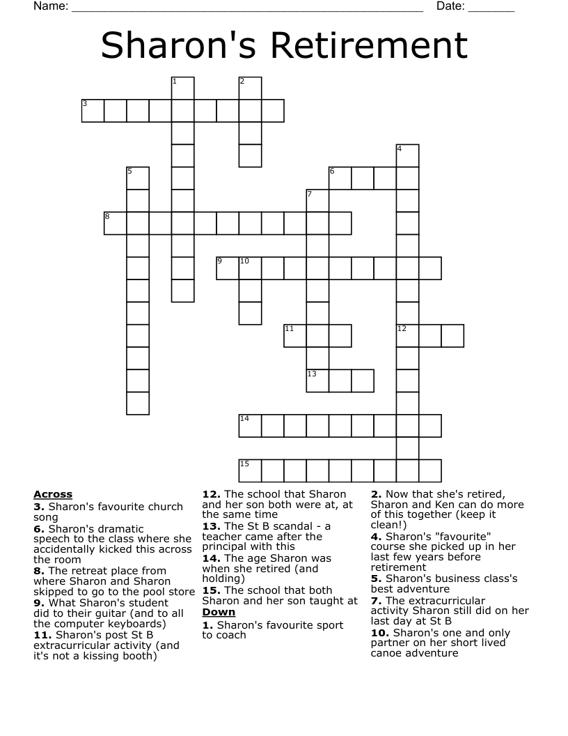 Sharon's Retirement Crossword WordMint