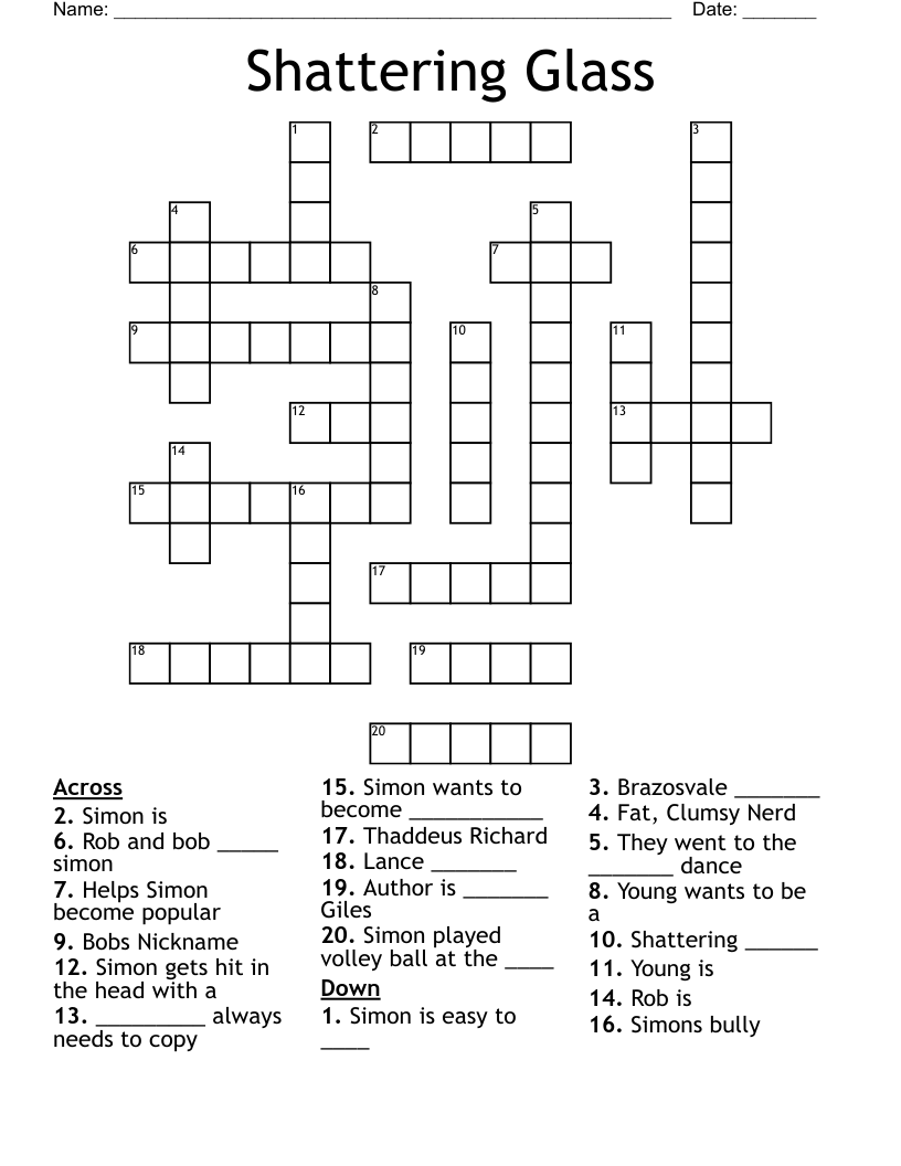 Shattering Glass Crossword WordMint
