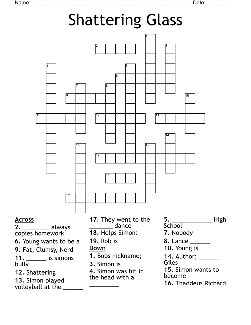 Shattering Glass Crossword WordMint