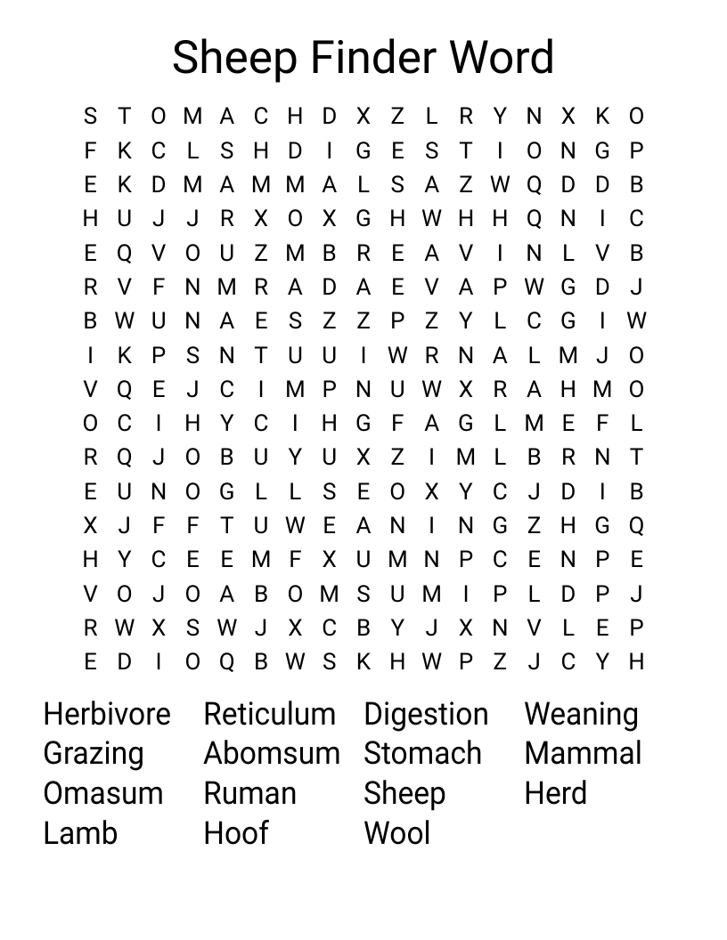 Sheep Finder Word Word Search WordMint
