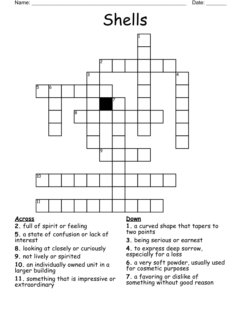 Shells Crossword WordMint