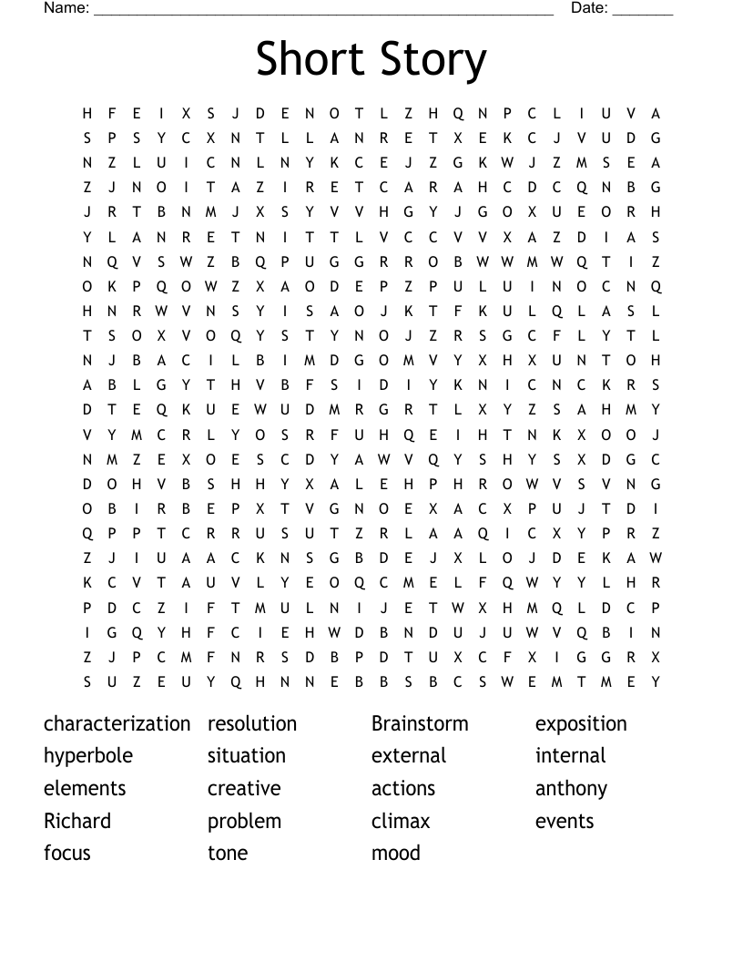 Short Story Word Search WordMint