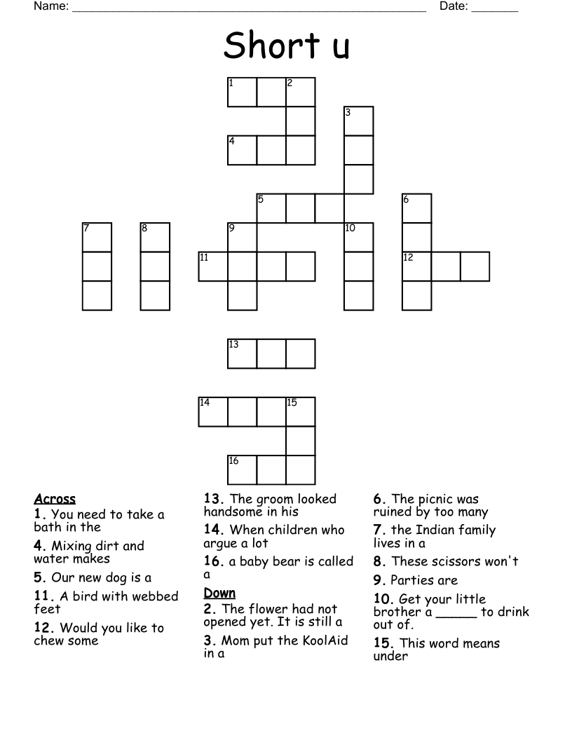 Short u Crossword WordMint