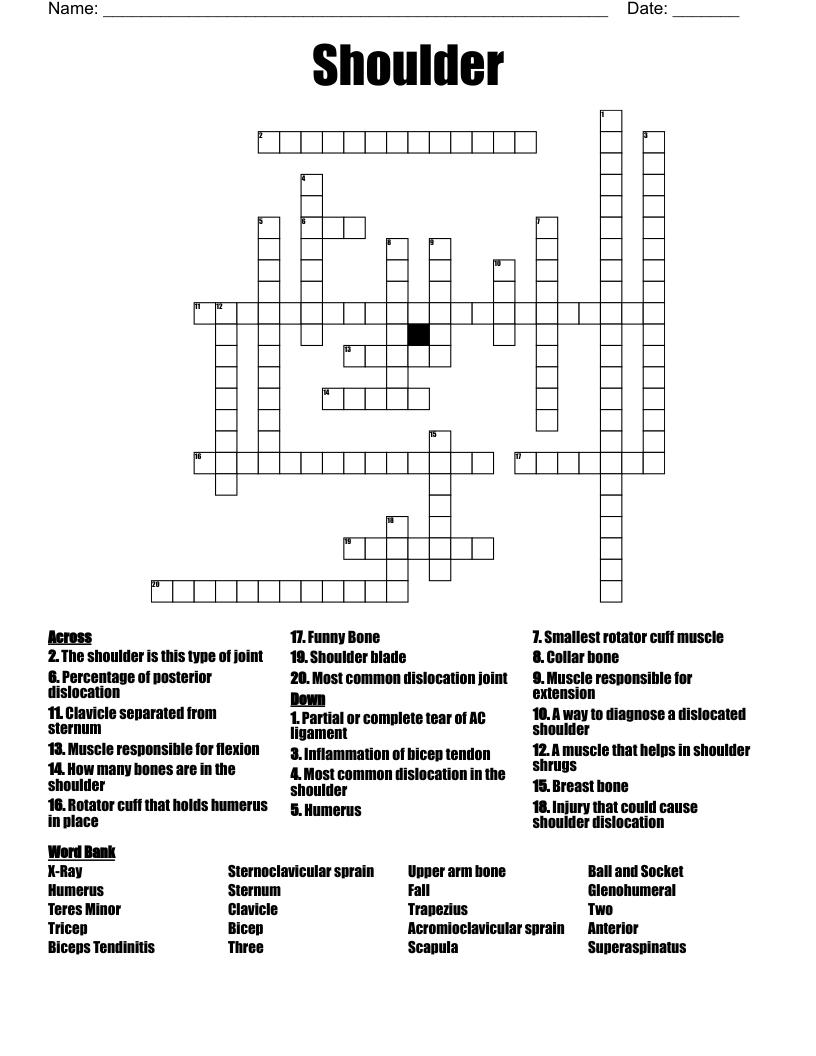 Shoulder Crossword WordMint