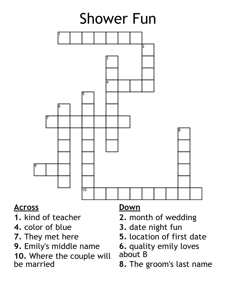 Shower Fun Crossword WordMint