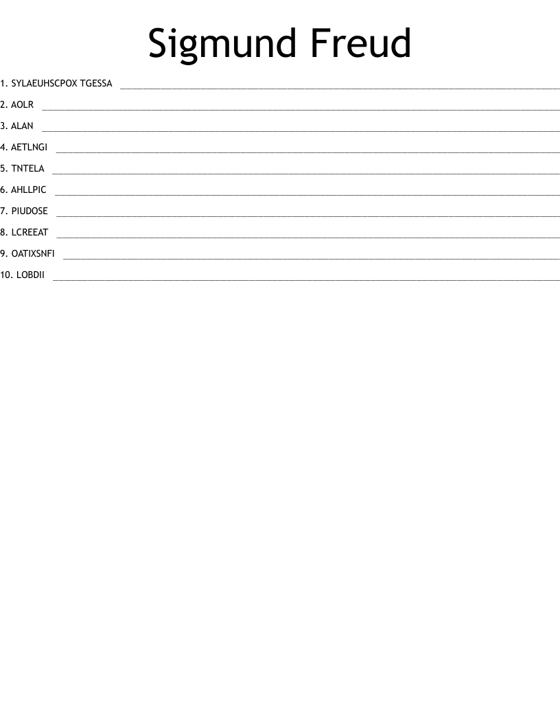 Sigmund Freud Word Scramble WordMint