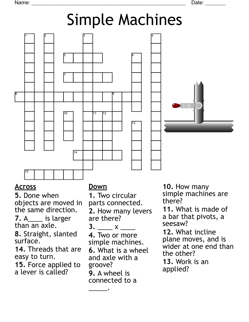 Simple Machines Crossword - WordMint