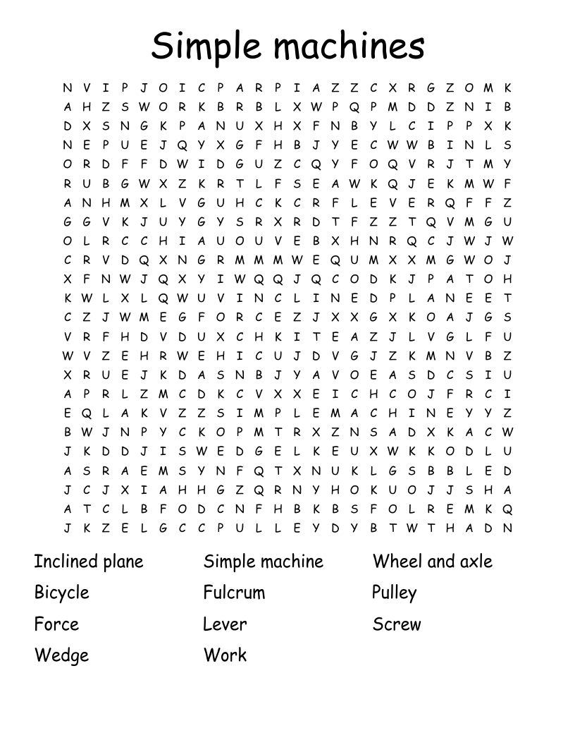 Printable Simple Machines Word Search Cool2bkids vrogue.co