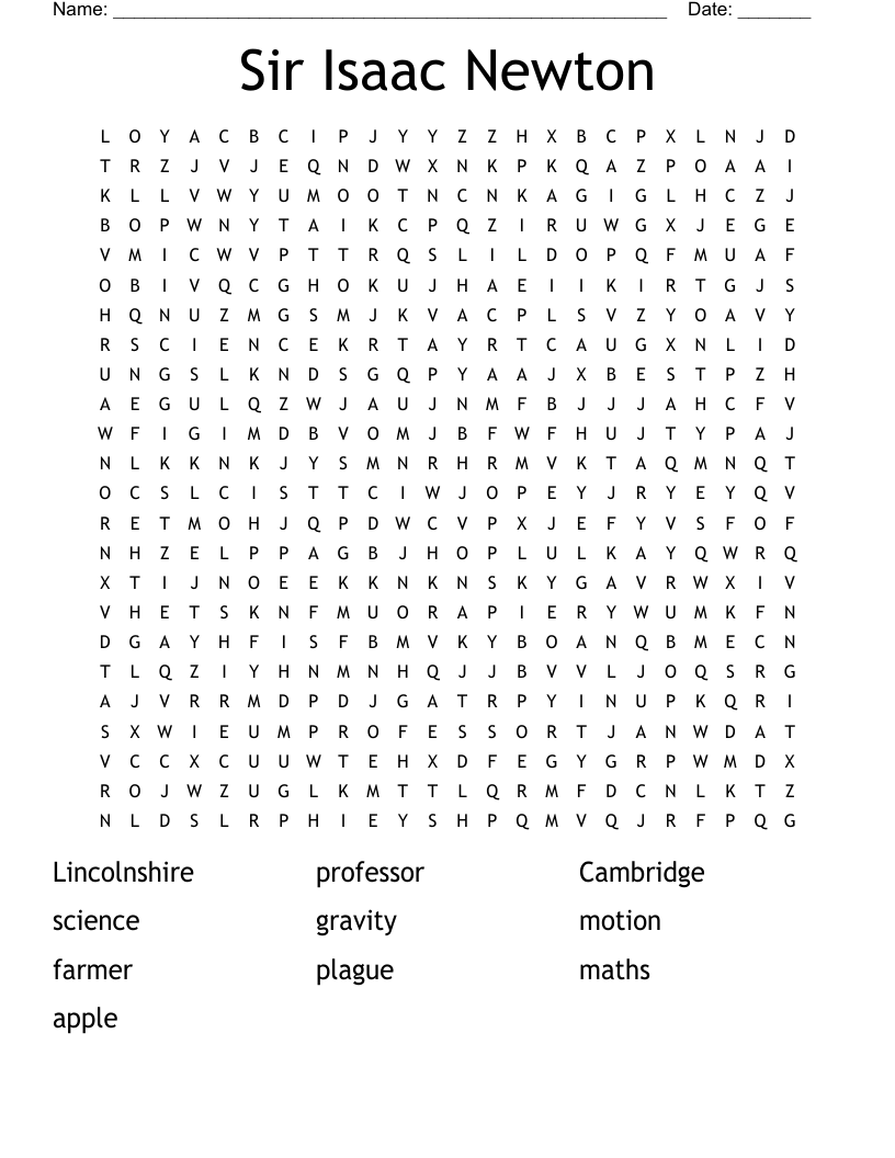 Sir Isaac Newton Crossword WordMint