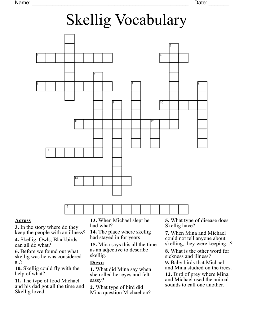 Skellig Word Search WordMint