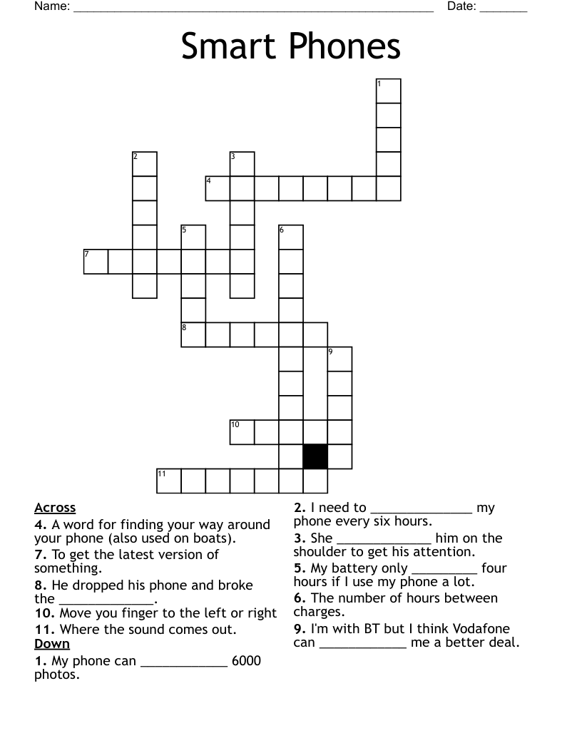 Smart Phones Crossword WordMint