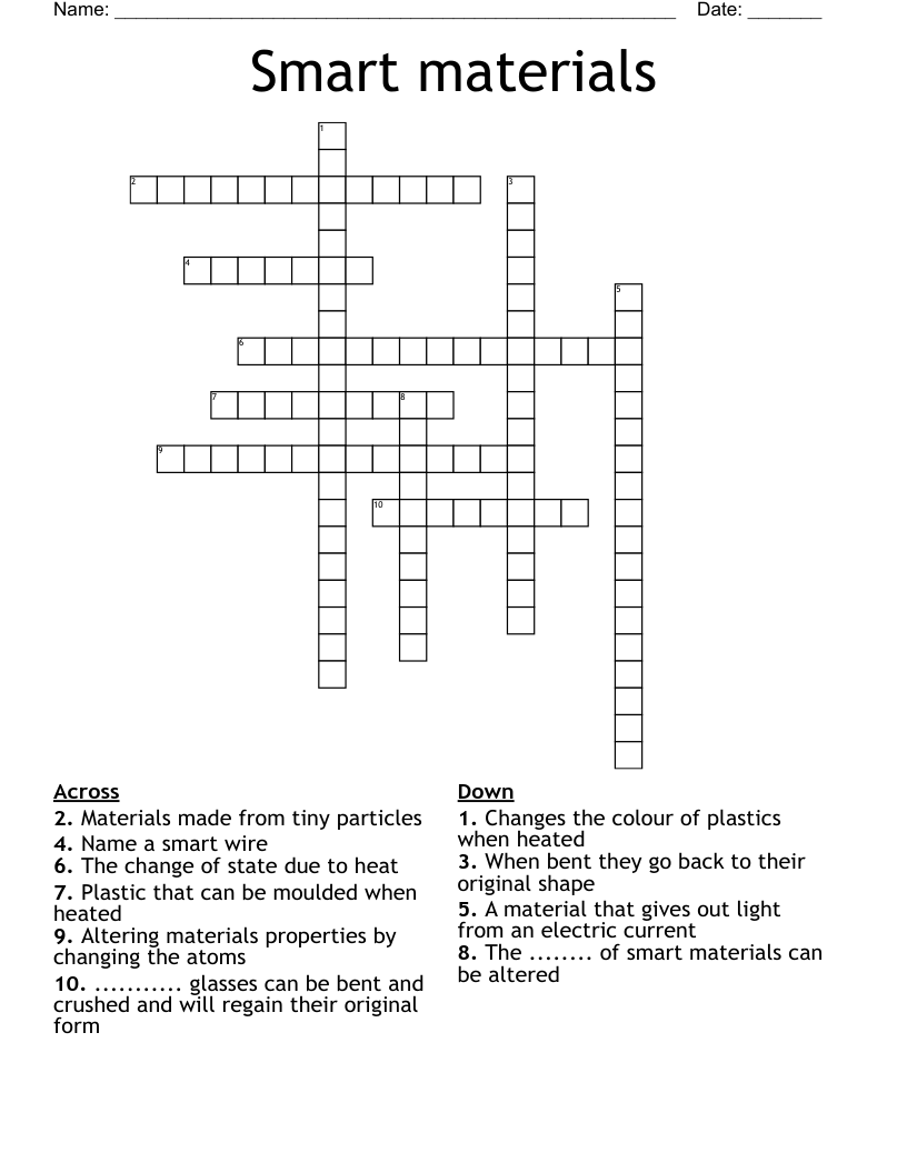 Smart materials Crossword WordMint