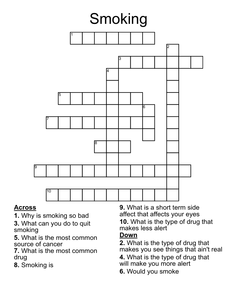 Smoking Crossword WordMint