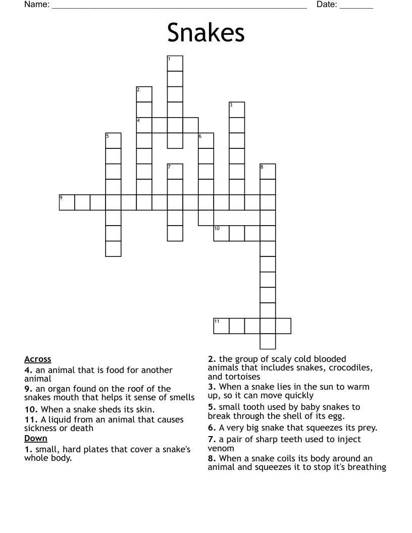 Snakes Crossword WordMint