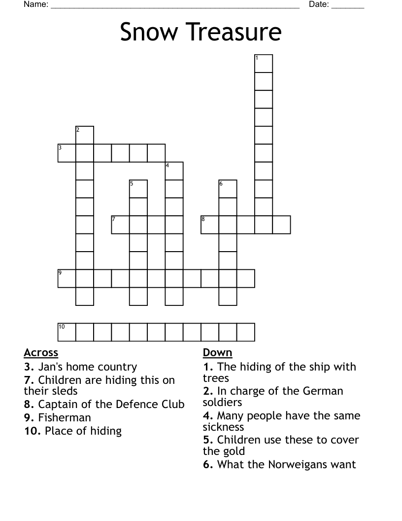 Snow Treasure Crossword WordMint