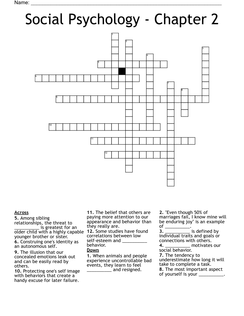 Social Psychology Chapter 2 Crossword WordMint