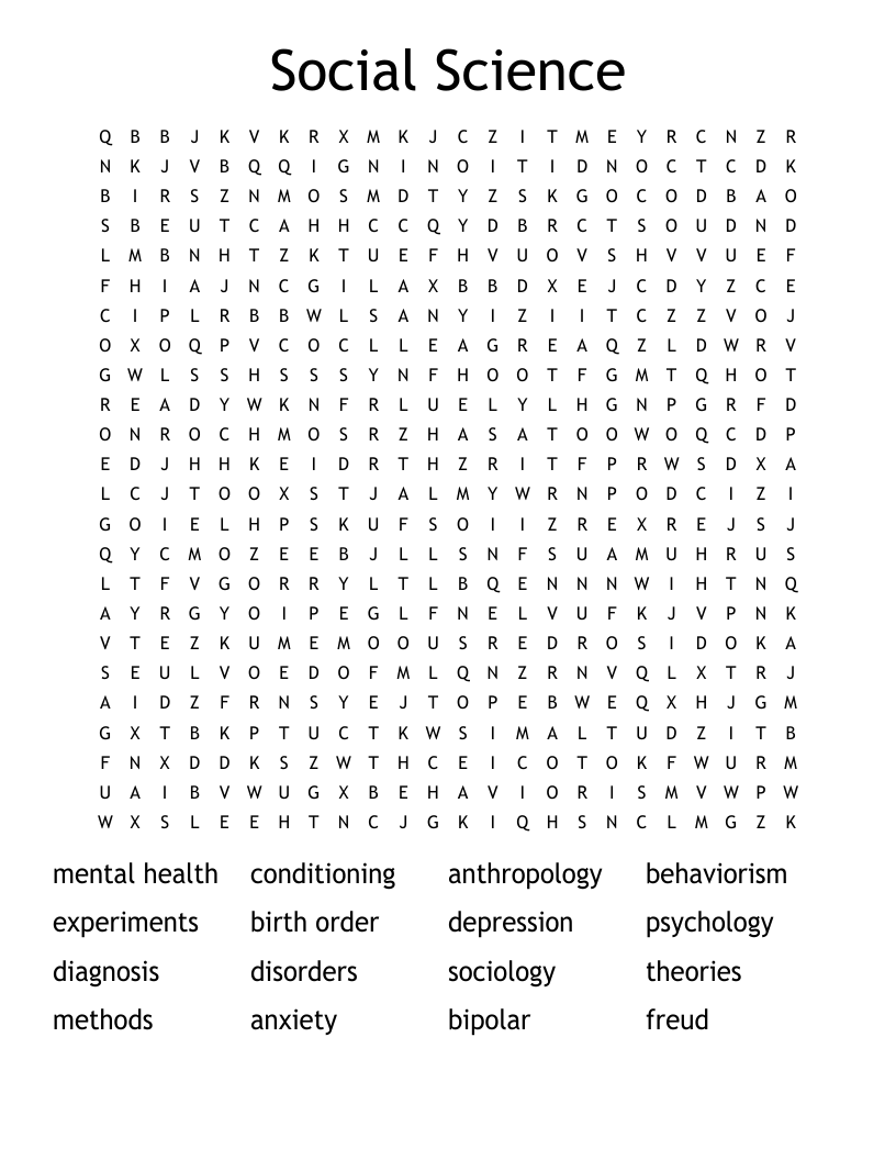 Social Science Word Search - WordMint