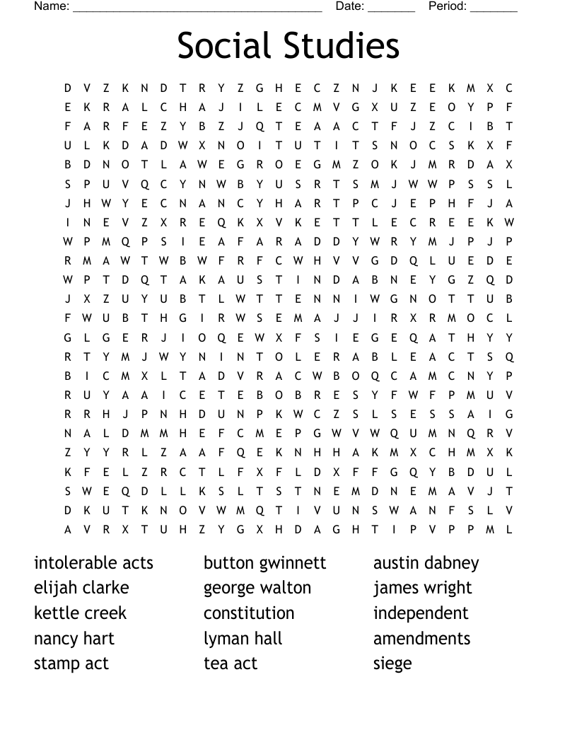 Social Studies Word Search WordMint
