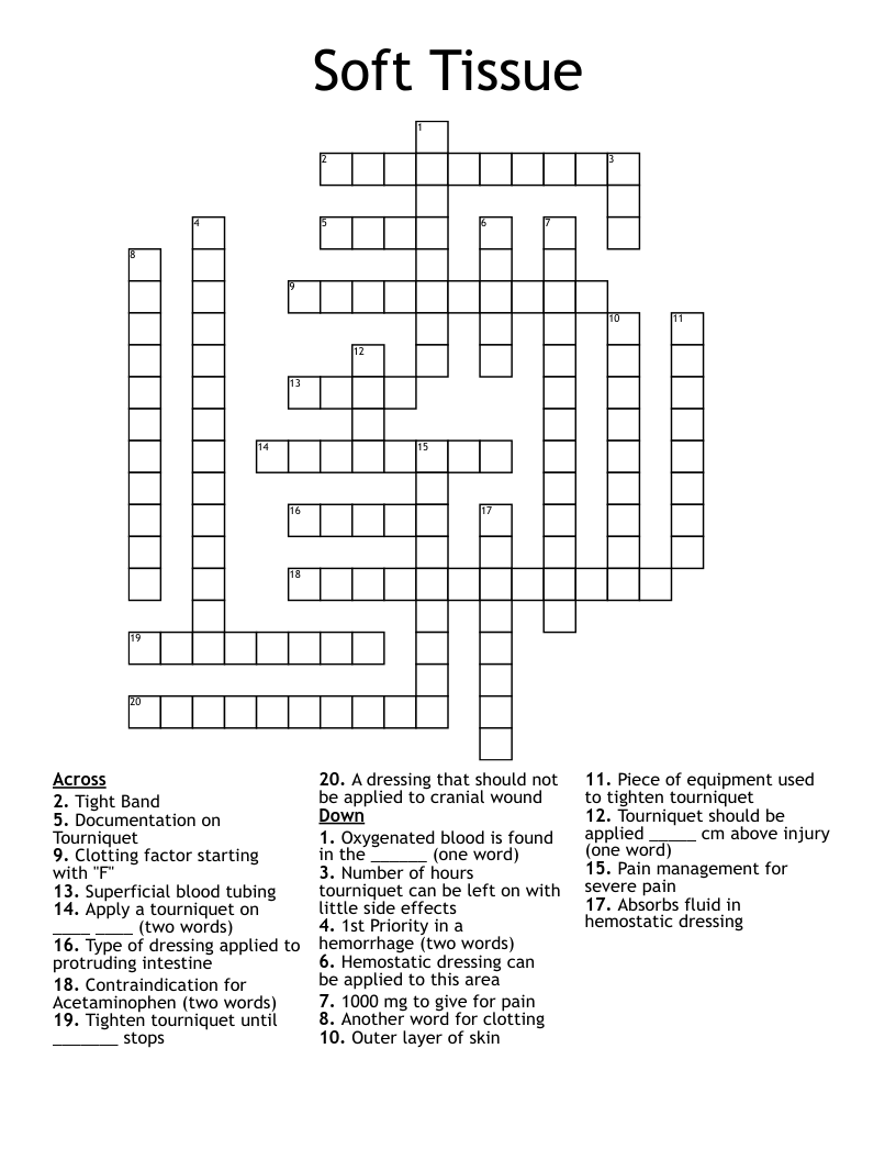 Soft Tissue Crossword WordMint