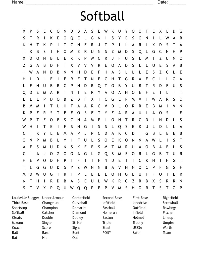 Kickball Word Search WordMint