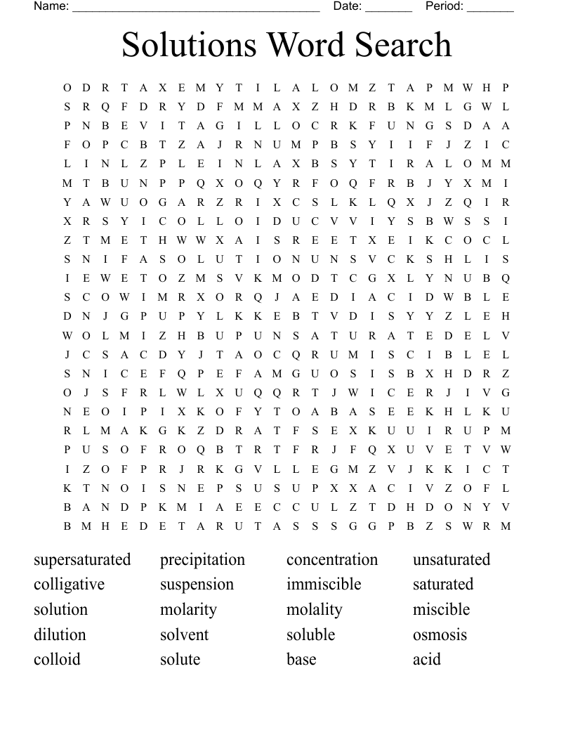 Solutions Word Search - WordMint