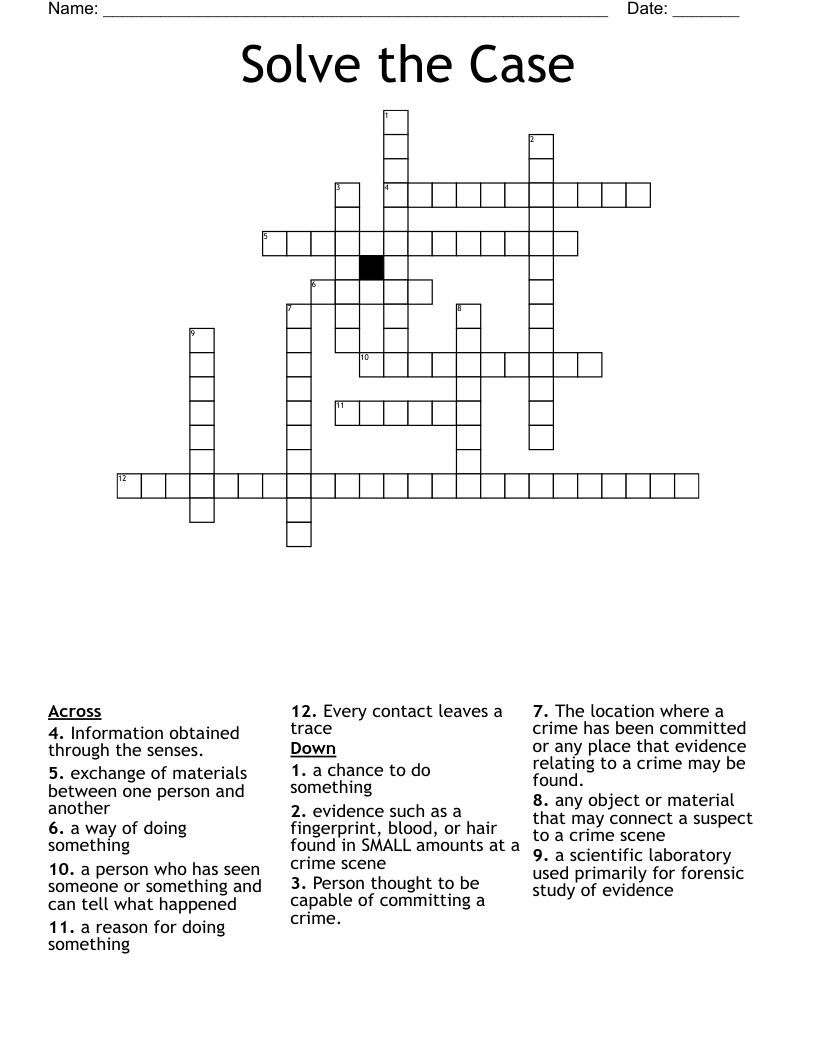 Solve the Case Crossword WordMint