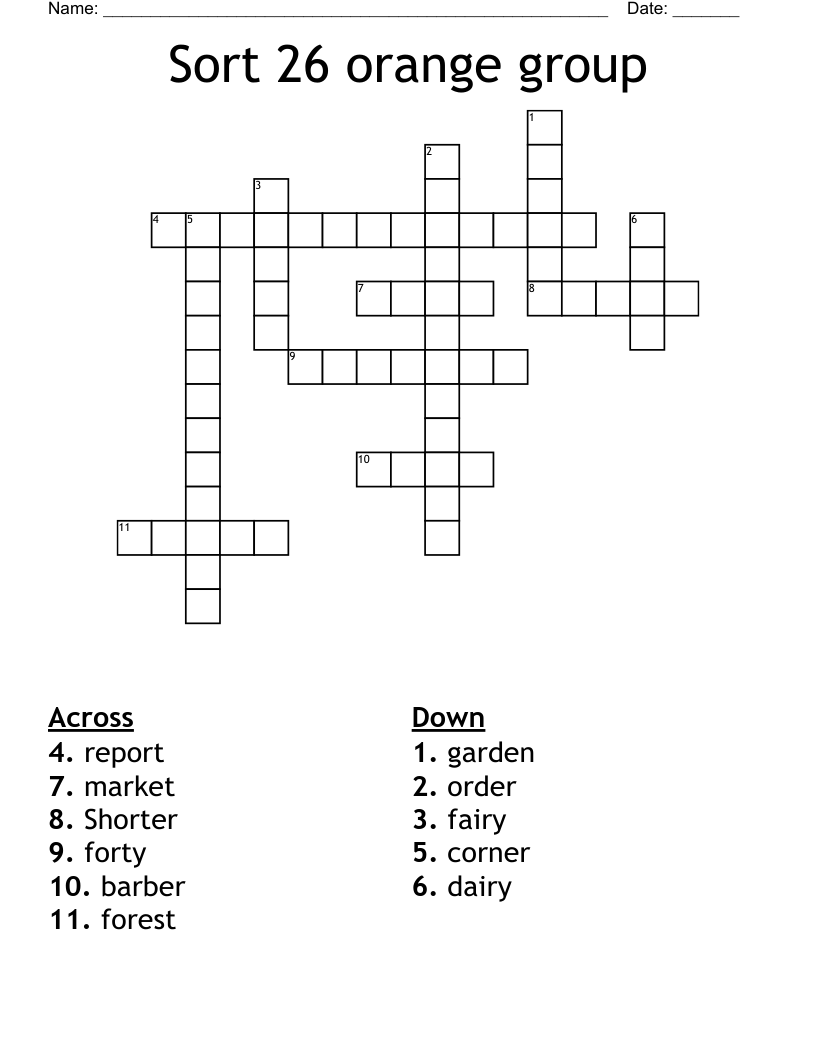 Sort 26 orange group Crossword WordMint