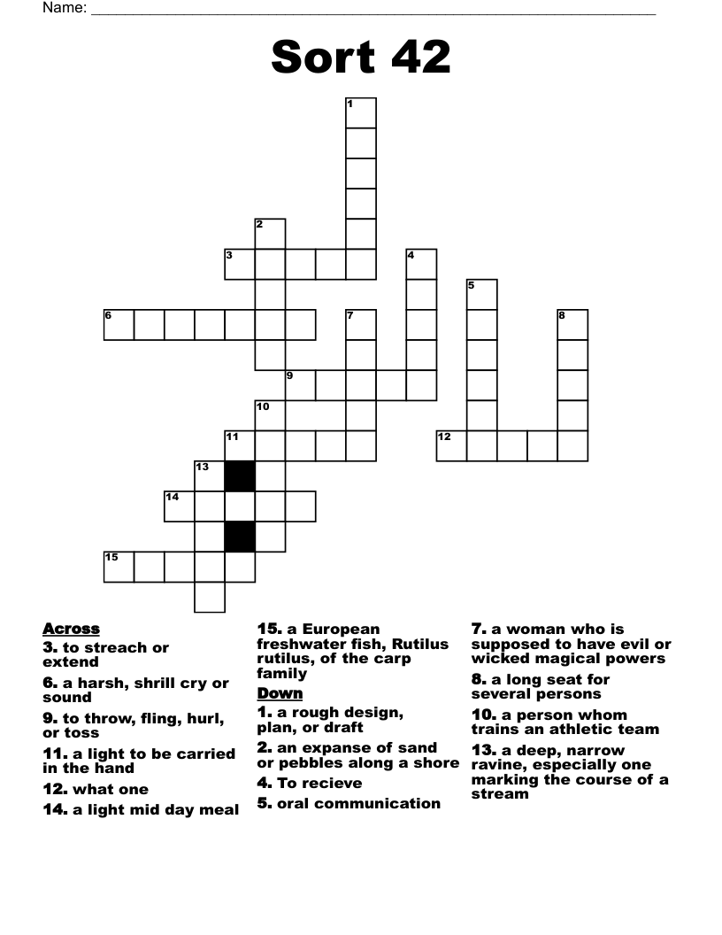 Sort 42 Crossword WordMint