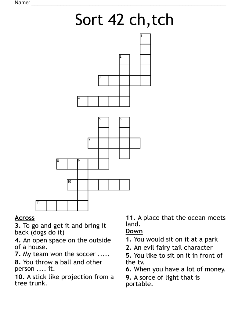 Sort 42 ch,tch Crossword WordMint