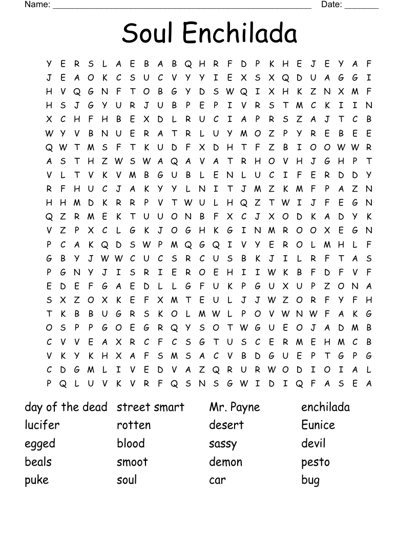 Soul Enchilada Word Search WordMint